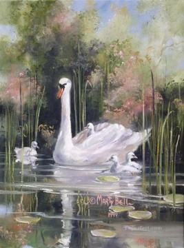  Goose Painting - PLS47 impressionism goose pond garden